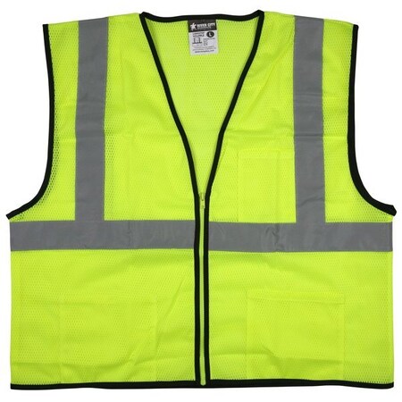 Mcr Safety Hi-Visibility Safety Vest ANSI 107 Type R Class 2 Compliant Mesh Material with 2 Inch Silver VCL2MLZXL